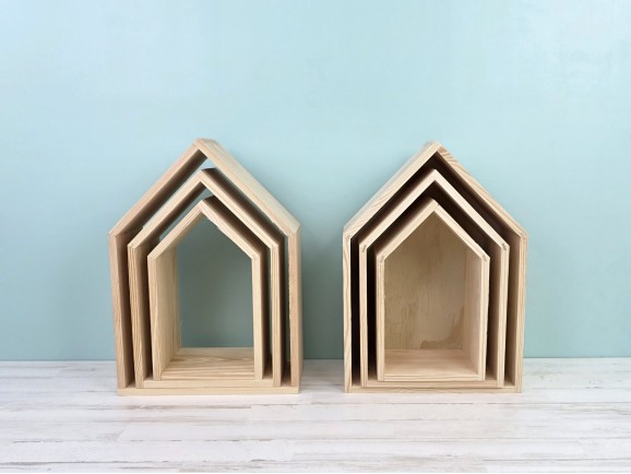 3-in-1 Wooden House Shelving Set Ref.DRPO40