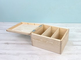 Wooden box 24x18.5x13 cm. with lid and interior dividers Ref.DRPZ289