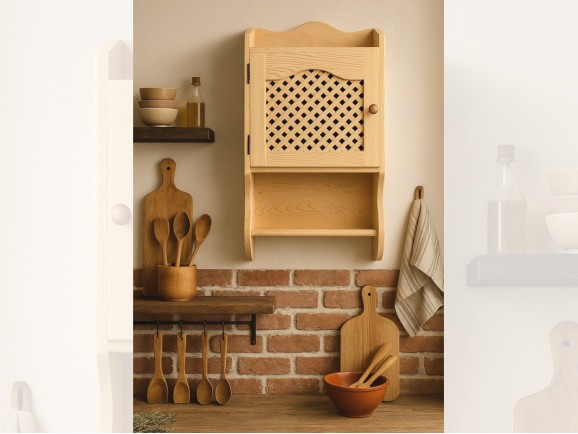 Cupboard with lattice door and interior shelf Ref.2258