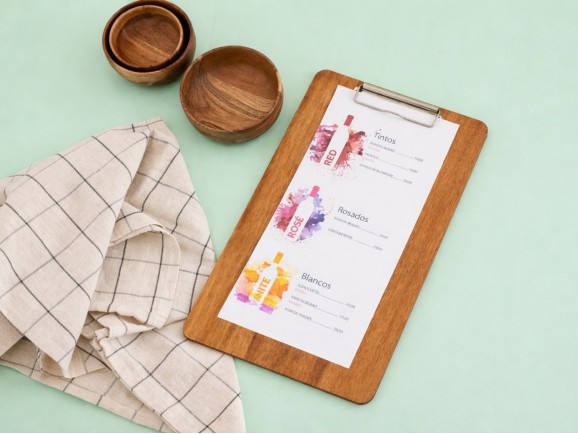 Wooden Menu Letter with flat clamp 3 measures Ref.PPE