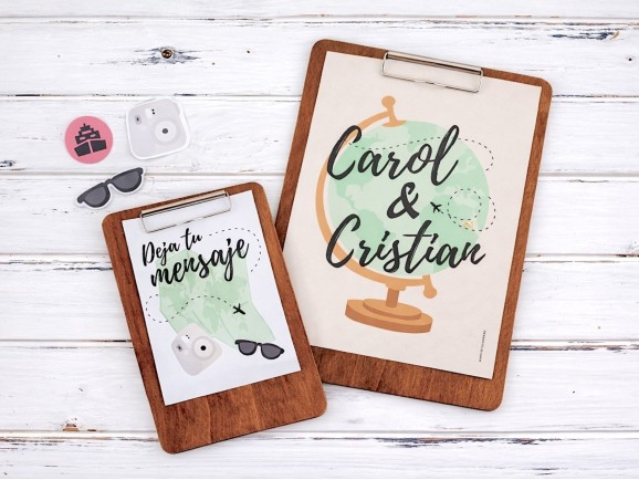 Wooden Menu Letter with flat clamp 3 measures Ref.PPE