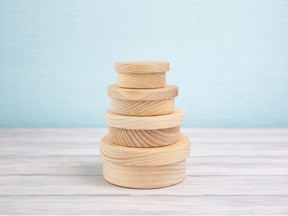 Round pine box with lid various sizes Ref.AR5720