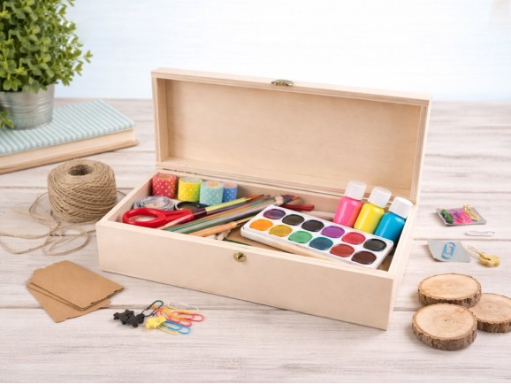 Wooden box 33x12x8 cm. with hinge and clasp Ref.C6MF