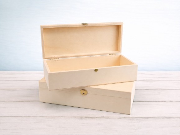 Wooden box 33x12x8 cm. with hinge and clasp Ref.C6MF