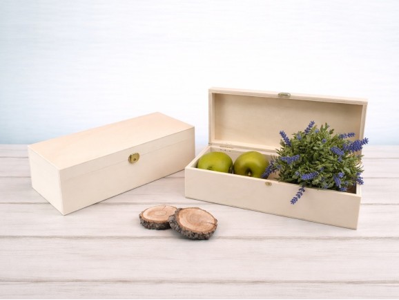 Wooden box 33x12x8 cm. with hinge and clasp Ref.C6MF