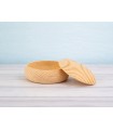 Round pine box Ø13.5x6 cm. with shape and lid Ref.AR7235