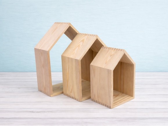3-in-1 Wooden House Shelving Set Ref.DRPO40