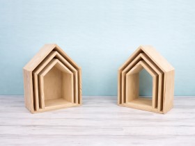 Juego de estanterías casitas de madera 3 en 1 Ref.DRPO40