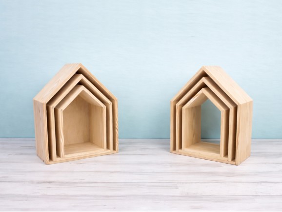 3-in-1 Wooden House Shelving Set Ref.DRPO40