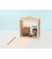 Pine wood box 22x22x12 cm. with frame sliding cover Ref.99