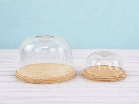 Quesera base redonda de madera 2 medidas Ref.AT40378