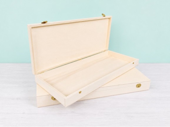 Wooden box 50x20x5 cm. with hinge and clasp Ref.PC9F3