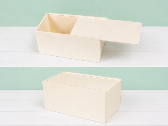 Caja de madera 37x22x17 cm. c/tapa corredera Ref.PC61