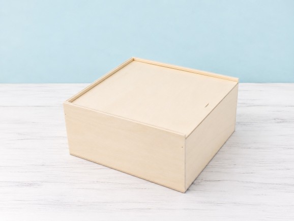 Caja de madera 35x35x14 cm. c/tapa corredera Ref.PC9H