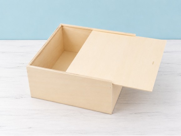 Caja de madera 35x35x14 cm. c/tapa corredera Ref.PC9H