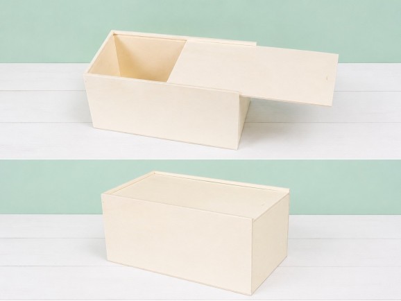 Caja de madera 37x22x17 cm. c/tapa corredera Ref.PC61