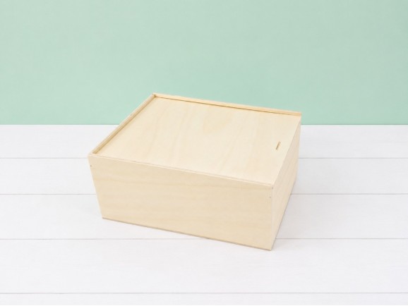 Caja de madera 31x24x13,5 cm. c/tapa corredera Ref.PC01TC