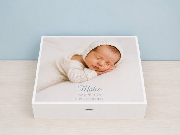 White wooden box 36x36x11 cm. with drawer and dividers Ref.P1454C9B