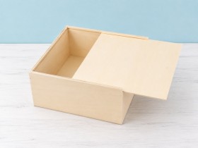 Wooden box 35x35x14 cm. with sliding lid Ref.PC9H