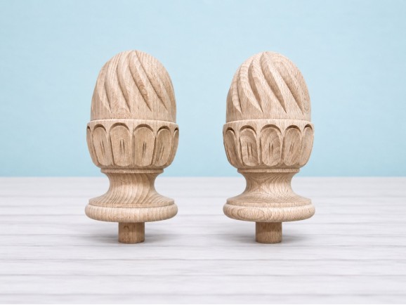 Wooden pineapple finial, carved, Ø9 cm. Ref.355P