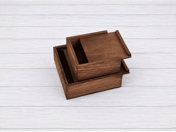 Caja de madera Envejecida 2 medidas c/tapa corredera Marco Ref.P00C01C