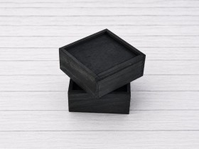 Black wooden box 2 sizes with sliding lid Frame Ref.P00C01CN