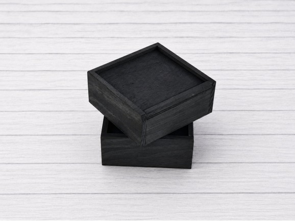 Black wooden box 2 sizes with sliding lid Frame Ref.P00C01CN