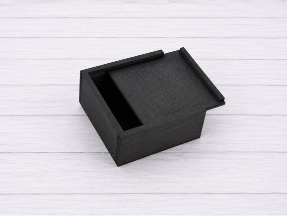 Black wooden box 2 sizes with sliding lid Frame Ref.P00C01CN