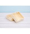 Square wooden basket box with handles 16.5x16.5x6.5 cm. Ref.AW8781