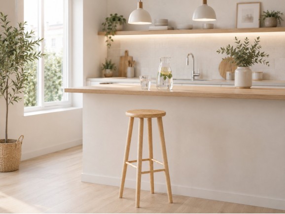 Round wooden bar stool, 70 cm. Ref.AT46002
