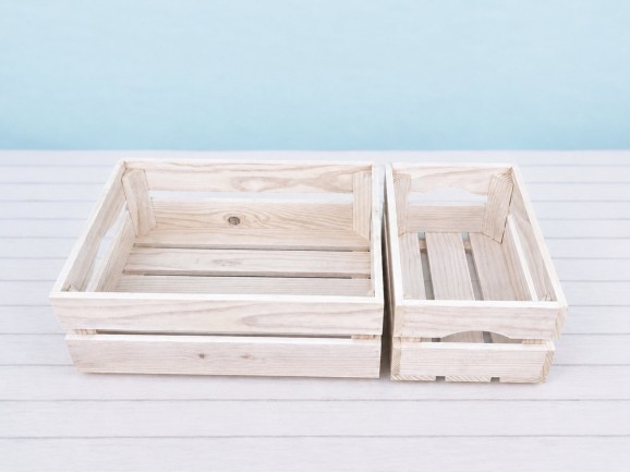 Caja fruta de madera blanca 2 lamas 2 medidas Ref.AT1133