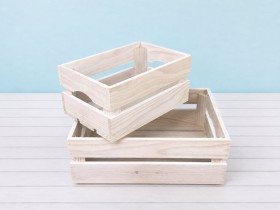 Caja fruta de madera blanca 2 lamas 2 medidas Ref.AT1133