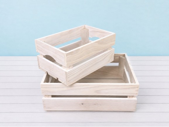 Caja fruta de madera blanca 2 lamas 2 medidas Ref.AT1133