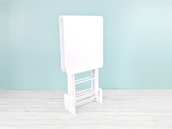 Juego 2 Mesas Auxiliares Plegables Blancas con Soporte Ref.1391B1