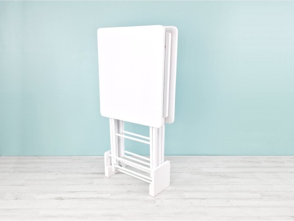 Juego 2 Mesas Auxiliares Plegables Blancas con Soporte Ref.1391B1