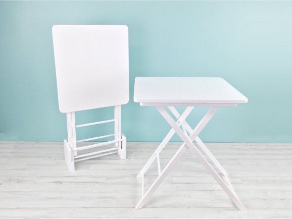 Juego 2 Mesas Auxiliares Plegables Blancas con Soporte Ref.1391B1