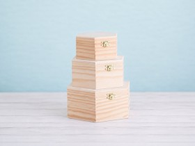 Caja de madera hexagonal 3 medidas Ref.P117