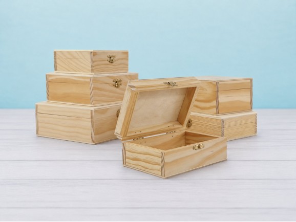 Wooden box with hinge and clasp various sizes Ref.P35C61