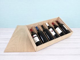 Caja de madera 6 Botellas de vino Tapa Corredera Ref.6BotTCOK