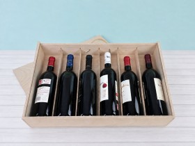 Caja de madera 6 Botellas de vino Tapa Corredera Ref.6BotTCOK