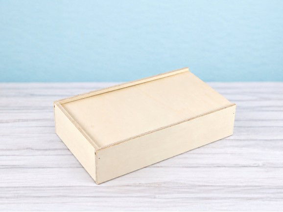 Caja de madera 32,5x18x7,5 cm. c/tapa corredera Ref.PC2D