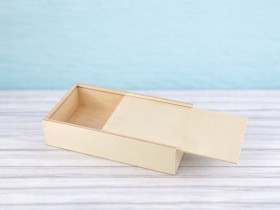 Caja de madera 32,5x18x7,5 cm. c/tapa corredera Ref.PC2D