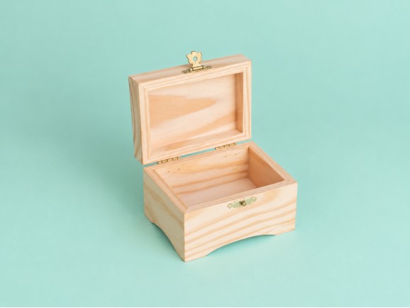 Wooden chest box 19x12.5x10 with feet Ref.P1073P