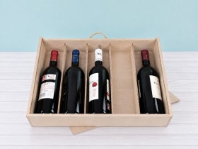 Caja de madera 5 Botellas de vino Tapa Corredera Ref.5BotTCOK