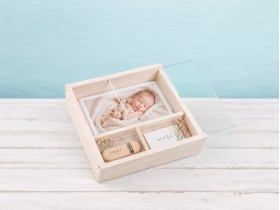 Caja de madera Blanca para fotos 10x15 c/tapa metacrilato Ref.P00CF13B1M