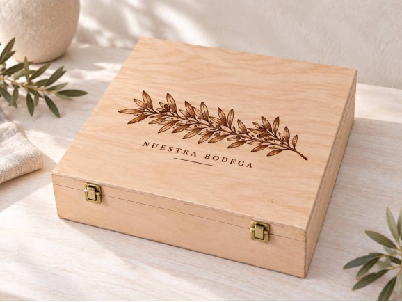 Wooden box for 4 wine bottles with hinge and clasp Ref.4botBBOK