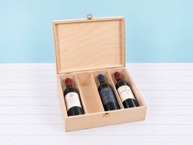 Wooden box for 4 wine bottles with hinge and clasp Ref.4botBBOK