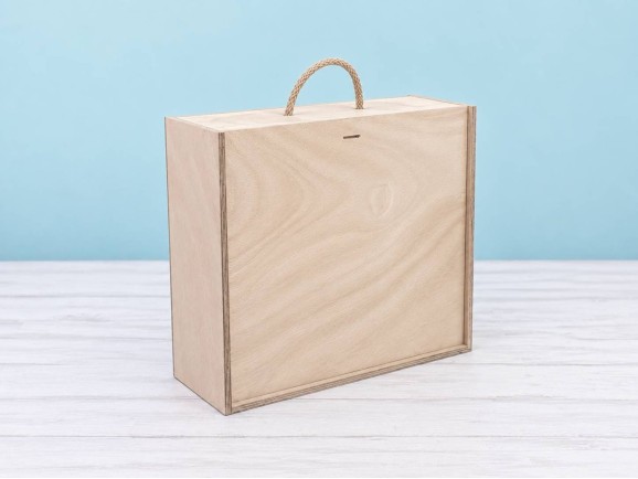 Caja madera 4 Botellas de vino Tapa Corredera Ref.4botTCOK