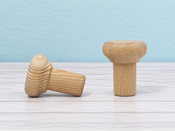 Flat pine wood perc 5xØ4 cm with spike Ref.115