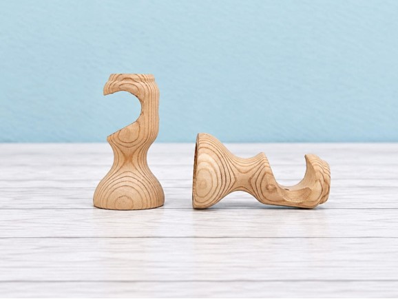 Open pine wood bracket for Ø20 mm rod Ref.455